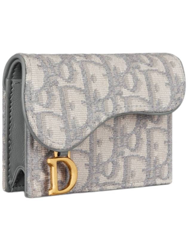 Saddle Flap Card Holder Grey Oblique Jacquard - DIOR - BALAAN 8