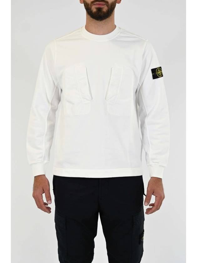 Cotton Fleece Crewneck Sweatshirt White - STONE ISLAND - BALAAN 2