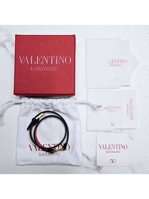 V logo signature double strap bracelet black pure red - VALENTINO - BALAAN 8