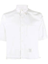 Tom Brown Logo Patch Chest Pocket Short Sleeve Shirt White - THOM BROWNE - BALAAN 2