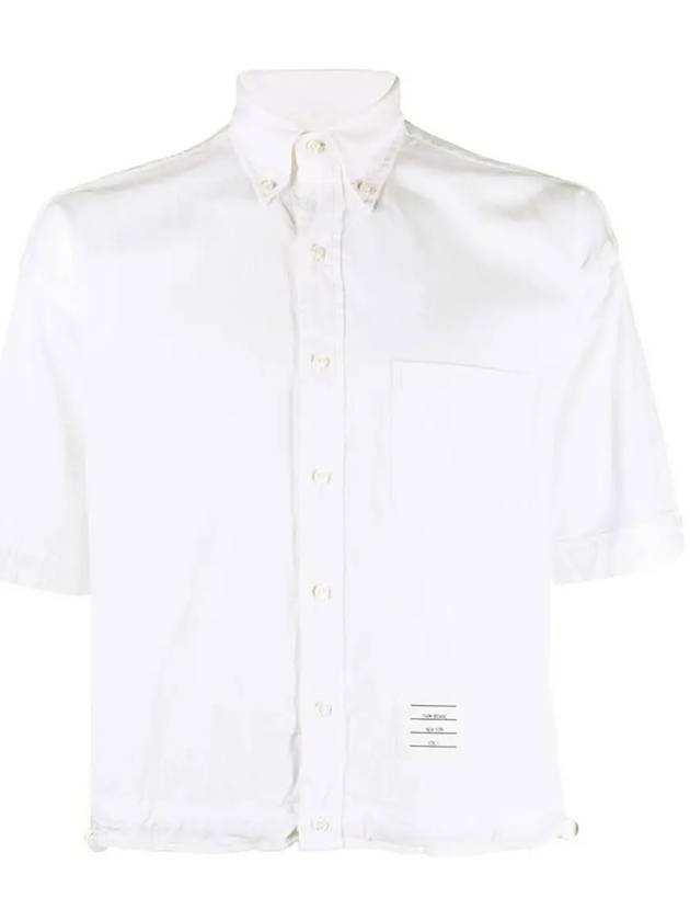 Tom Brown Logo Patch Chest Pocket Short Sleeve Shirt White - THOM BROWNE - BALAAN 2