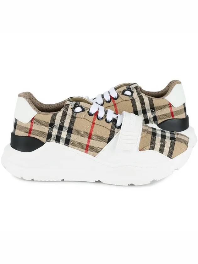 Vintage Check And Leather Sneakers White Archive Beige - BURBERRY - BALAAN 3