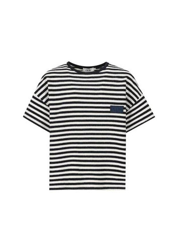 Metallic Stripe Logo Short Sleeve T-Shirt Navy - DIOR - BALAAN 1