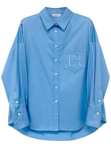 R Logo Oversized Shirt Blue - ILROZE - BALAAN 1