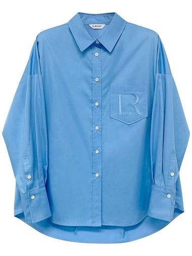 R Logo Oversized Shirt Blue - ILROZE - BALAAN 1