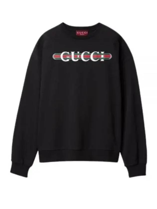 Print Cotton Jersey Sweatshirt Black - GUCCI - BALAAN 2