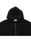 Wool Viscose Zip-Up Hoodie Black - AMI - BALAAN 4