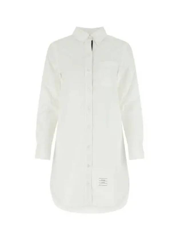 Women's Point Collar Poplin Short Dress White - THOM BROWNE - BALAAN 2