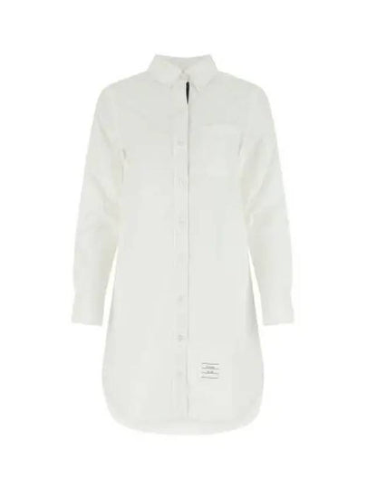 Women's Point Collar Poplin Short Dress White - THOM BROWNE - BALAAN 2