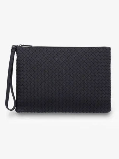 Men's Intrecciato Strap Clutch Bag Black - BOTTEGA VENETA - BALAAN 2