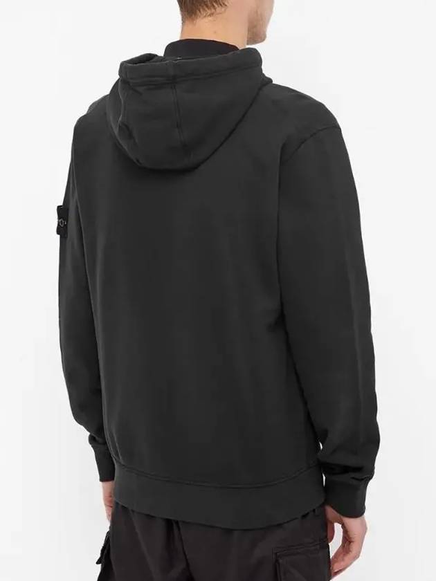 Wappen Patch Cotton Zip Up Hoodie Black - STONE ISLAND - BALAAN 5