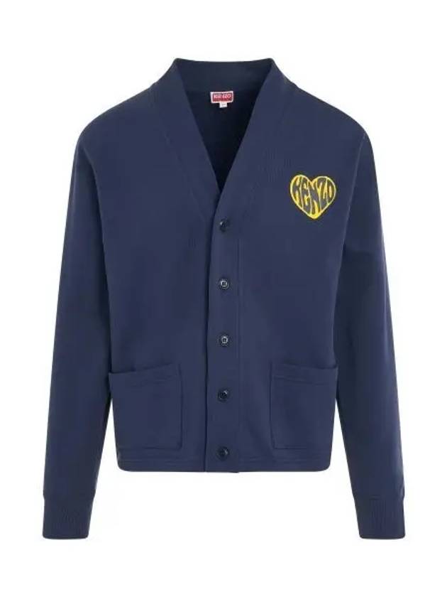 Heart Print Classic Cotton Cardigan Blue - KENZO - BALAAN 2