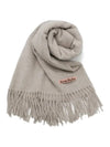 Logo Wool Fringe Scarf Oatmeal Melange - ACNE STUDIOS - BALAAN 3