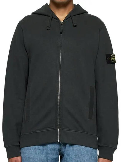 Logo Cotton Zip-Up Hoodie Lead Grey - STONE ISLAND - BALAAN 2