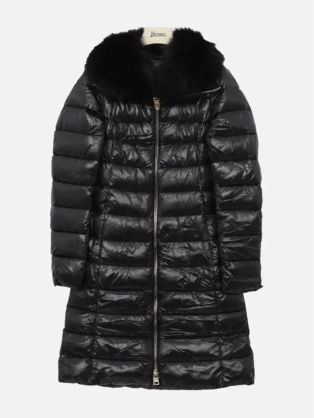 Elisa Full Zip-Up Fox Fur Long Padding Black - HERNO - BALAAN 3