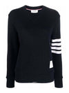 4-Bar Striped Waffle Wool Cashmere Pullover Knit Top Navy - THOM BROWNE - BALAAN 2