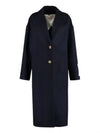 Women's Cocoon Gold Button Patch Single Coat Navy - GOLDEN GOOSE - BALAAN 2