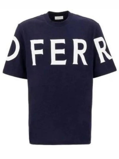 Big Logo Cotton Short Sleeve T-Shirt Navy - SALVATORE FERRAGAMO - BALAAN 2