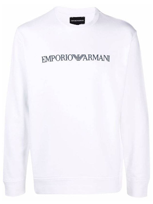 Cotton Blend Logo Sweatshirt White - EMPORIO ARMANI - BALAAN 1