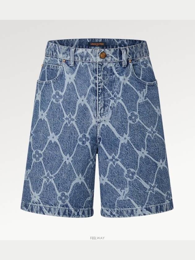 1AFQFH Monogram Printed Denim Shorts - LOUIS VUITTON - BALAAN 1