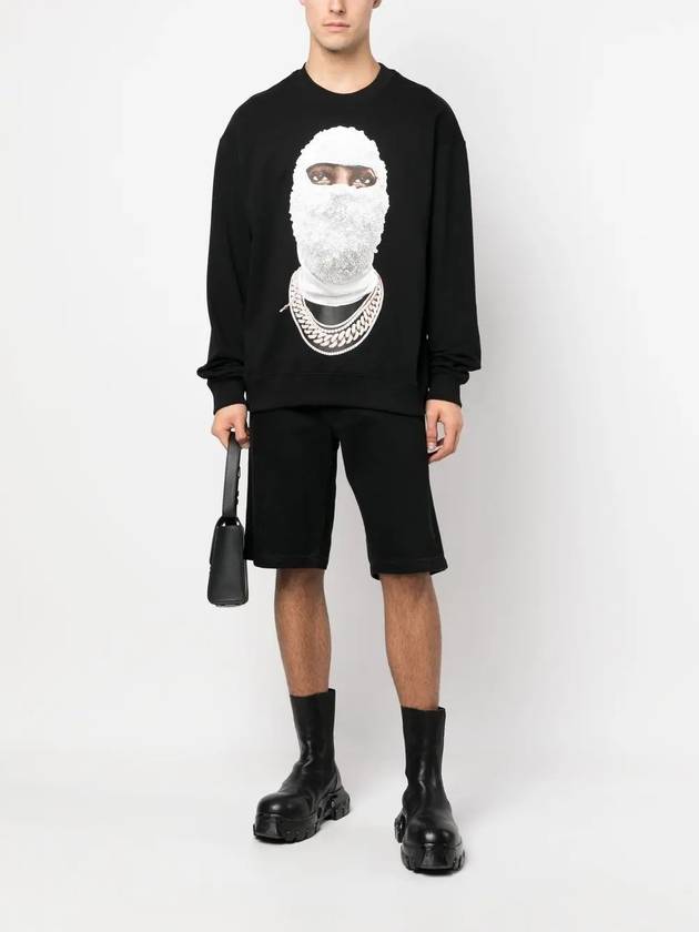 Men s White Mask Printing Round Sweatshirt Black NUW22225 009 - IH NOM UH NIT - BALAAN 6