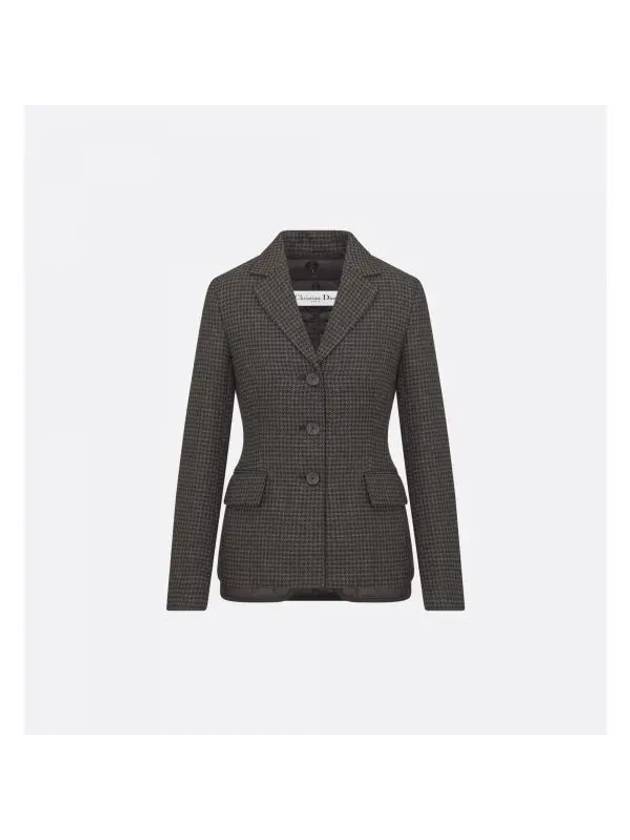 2-In-1 Houndstooth Mohair Wool Jacket Grey - DIOR - BALAAN 1