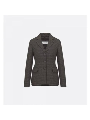 2-In-1 Houndstooth Mohair Wool Jacket Grey - DIOR - BALAAN 1