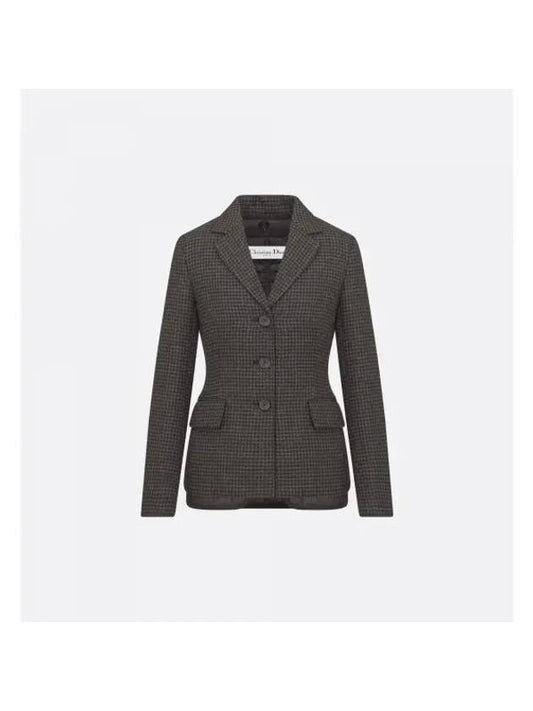 2-In-1 Houndstooth Mohair Wool Jacket Grey - DIOR - BALAAN 1