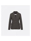 2-In-1 Houndstooth Mohair Wool Jacket Grey - DIOR - BALAAN 1