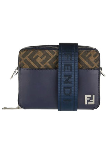 Square FF Camera Case Cross Bag Dark Blue - FENDI - BALAAN 1