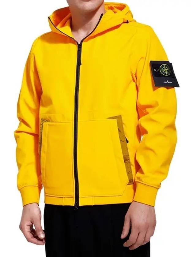 Men's Wappen Patch Softshell Zip Up Hoodie Yellow - STONE ISLAND - BALAAN 3