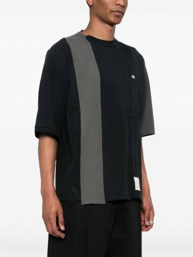 Vertical Switching Cotton Short Sleeve T-Shirt Black - MAISON MIHARA YASUHIRO - BALAAN 3