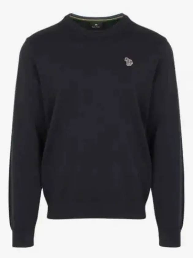 Zebra Patch Crew Neck Knit Top Navy - PAUL SMITH - BALAAN 2