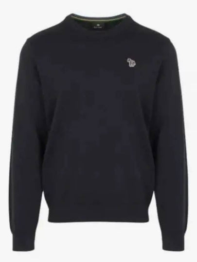 Zebra Patch Crew Neck Knit Top Navy - PAUL SMITH - BALAAN 2