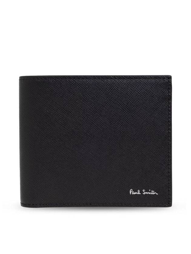 Logo Mini Striped Leather Half Wallet Black - PAUL SMITH - BALAAN 2