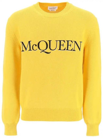 Embroidered Logo Knit Top Yellow - ALEXANDER MCQUEEN - BALAAN 1