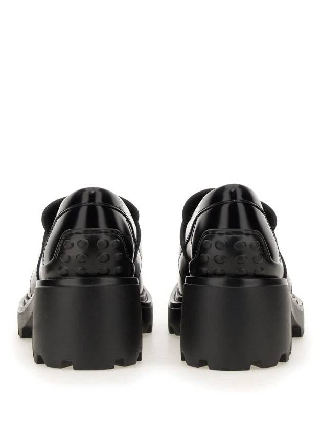 T Logo Leather Loafer Heels Black - TOD'S - BALAAN 5