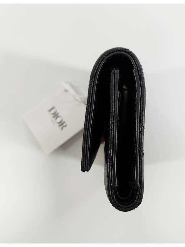 Jolie Hibiscus Cannage Lambskin Half Wallet Black - DIOR - BALAAN 5