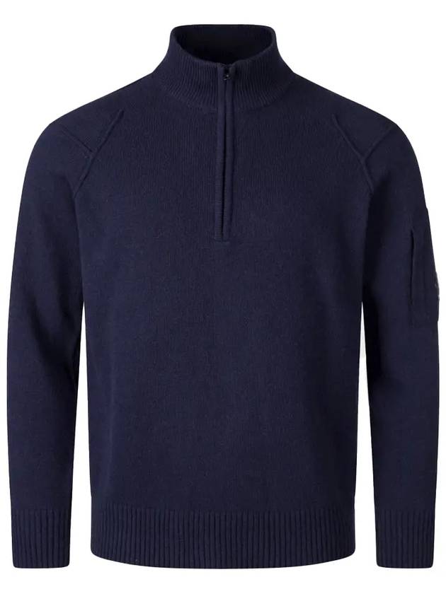 Lambswool GRS Half Zip Up Knit Top Total Eclipse - CP COMPANY - BALAAN 2