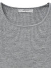 Micro ribbed square neck half knit gray - NOIRER - BALAAN 4