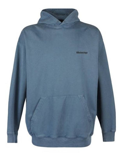 Logo Cotton Hoodie Washed Blue - BALENCIAGA - BALAAN 2