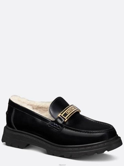 Code Brushed Calfskin Shearling Loafer Black - DIOR - BALAAN 2