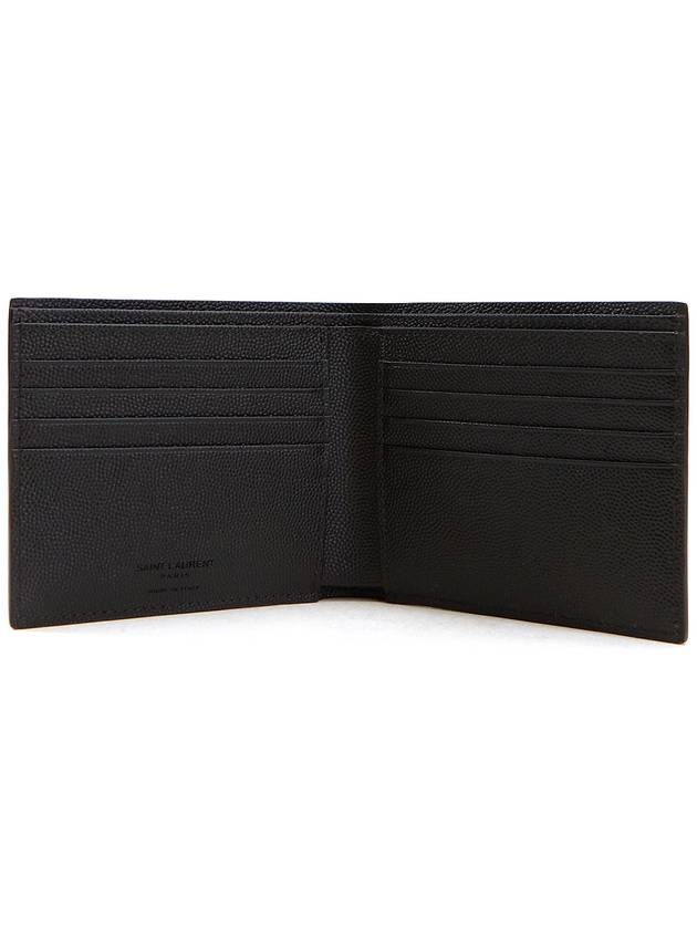 Classic Logo Textured Leather Half Wallet Black - SAINT LAURENT - BALAAN 5