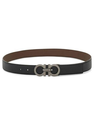 Gancini Reversible Leather Belt Brown Black - SALVATORE FERRAGAMO - BALAAN 1