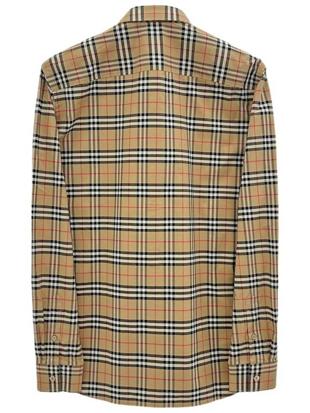 Small Scale Check Stretch Cotton Long Sleeve Shirt Beige - BURBERRY - BALAAN 3