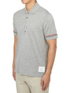 Lightweight Cotton Short Sleeve Polo Shirt Grey - THOM BROWNE - BALAAN 3