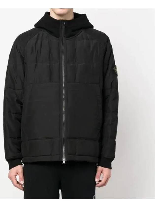 Wappen Patch Quilted Cupro Cotton Zip Up Hoodie Black - STONE ISLAND - BALAAN 2