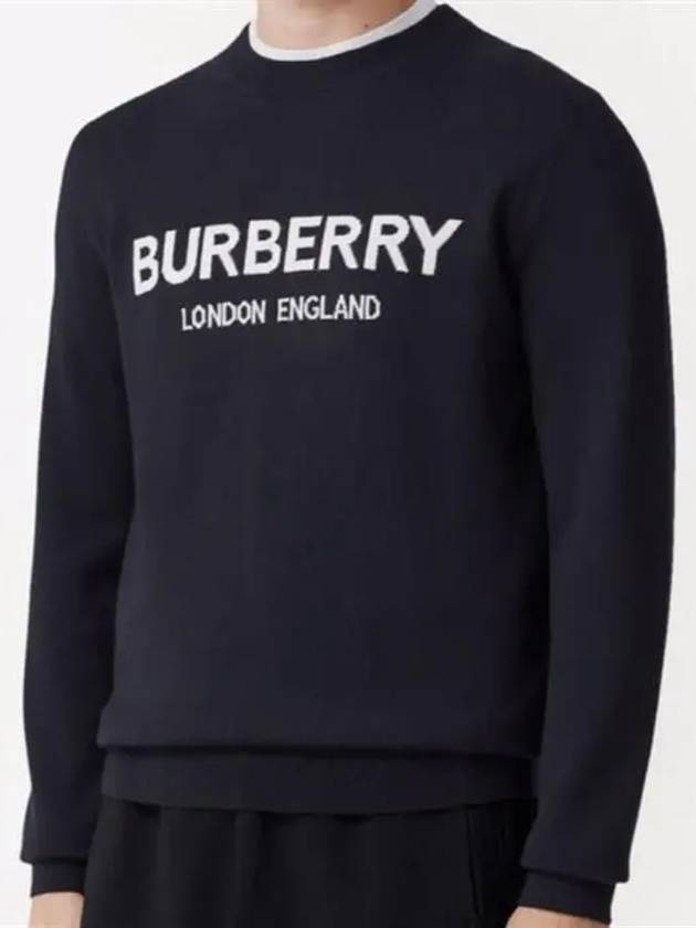 Jacquard Logo Wool Knit Top Navy - BURBERRY - BALAAN 5