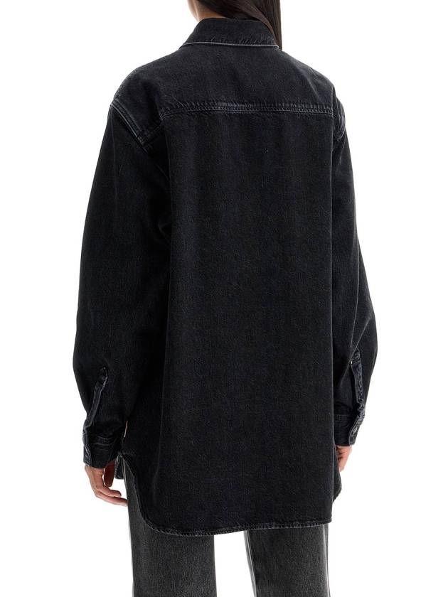 Cotton Denim Long Sleeve Shirt Black - ACNE STUDIOS - BALAAN 5