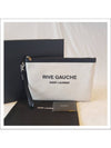 Rive Gauche Strap Canvas Clutch Bag White - SAINT LAURENT - BALAAN 7